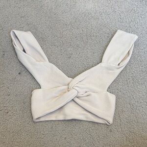 SHEIN Cream Tie Front Crop Tank Top